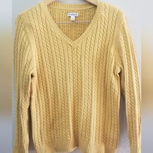 Croft & Barrow Cotton Cable Knit V-Neck gold Sweater size XL